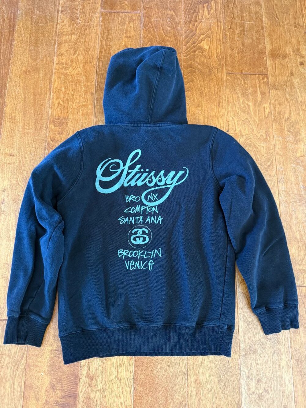 Stussy World Tour Hoodie | Black & Olive Green | Size Small | Men's | Streetwear